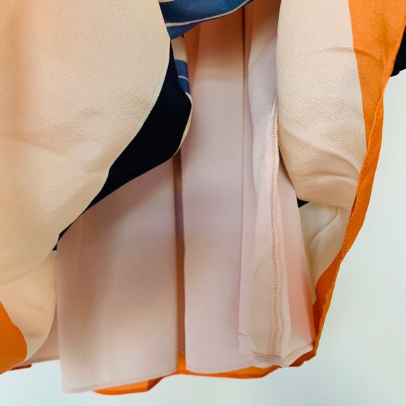 LK Bennett Orange Caitlyn Striped Silk Skirt - Picture 8 of 11